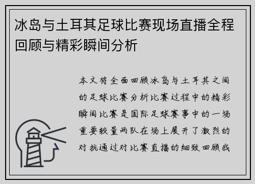 冰岛与土耳其足球比赛现场直播全程回顾与精彩瞬间分析
